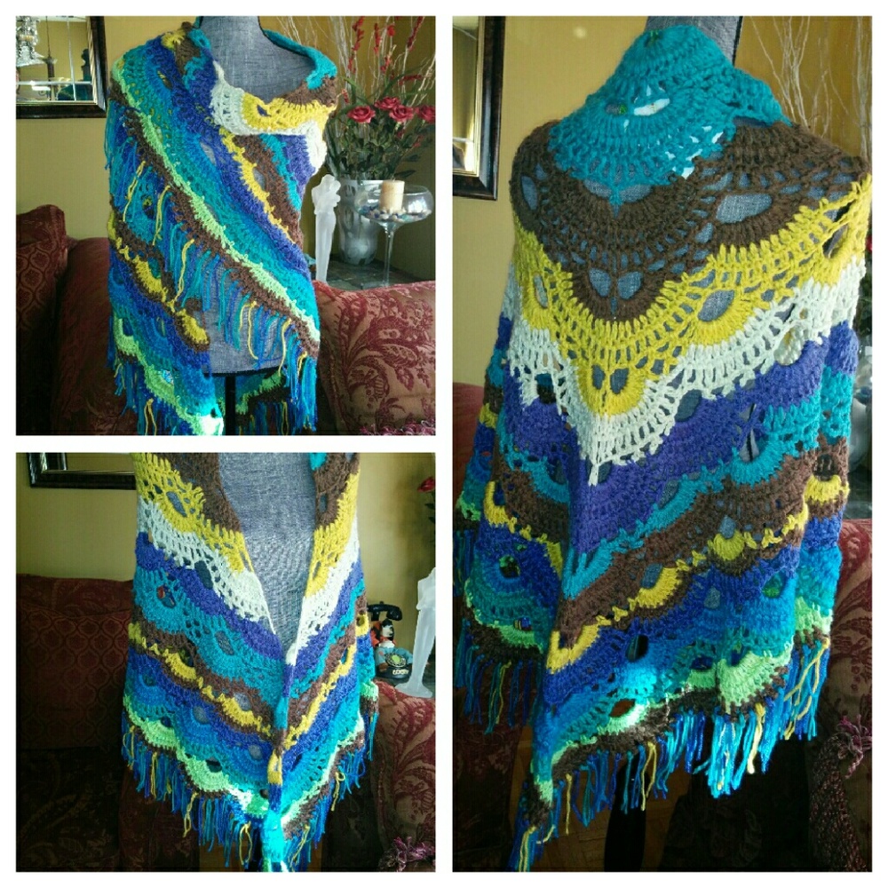 HANDMADE "THE KELLY" Gypsy festival SHAWL - Picture 2 of 4